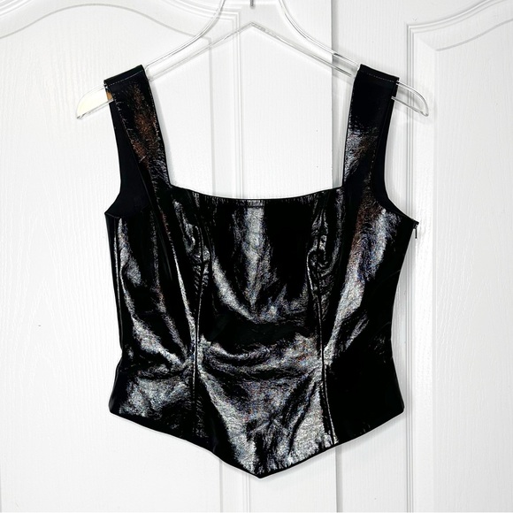 De La Vali Bandana Corset Top Black Patent Faux Leather Size 6 US (10 UK) - Picture 6 of 15